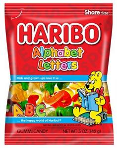 Haribo Gummi Candy, Alphabet Letters, 5 oz. Bag (Pack of 12)