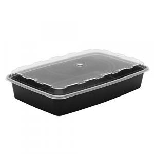 Cube Plastics CR-1147B Black 48 Oz. Container With Lid - 100 / CS