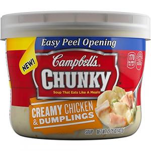 Campbell's Chunky Creamy Chicken & Dumplings Soup Microwavable Bowl, 15.25 oz. (Pack of 8)