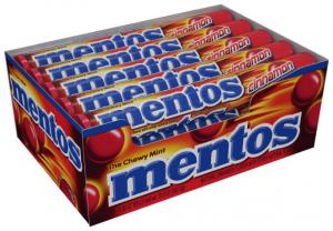 Mentos Chewy Mints Cinnamon - box of 15 rolls, 24 boxes per case