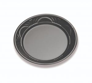 D and W Fine Pack Plastic Black High Gloss Plate, 6 inch - 1000 per case.