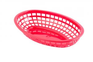 Tablecraft Classic Oval Basket, HDPE, Red 9.375x6x1.875, 1 x 36 each Case