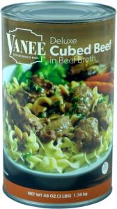 Vanee Foods Cubed Beef in Broth, 48 Ounce -- 6 per case.