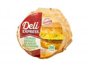 Deli Express Hot To Go Chorizo Sausage Jalapeno Egg & Cheese 5oz (PACK OF 10)
