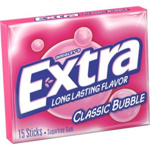 Extra 15 Piece/Unit Single Serve Classic Bubble Gum, 12 x 10 x 15 PC Case