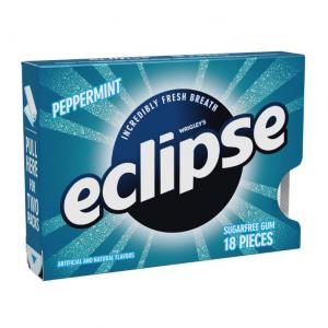 Eclipse Peppermint Sugarfree Gum - 8 count per pack -- 18 packs per case.
