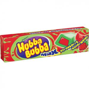 Hubba Bubba Max Strawberry Watermelon Bubble Gum, 5 Piece (Pack of 18)