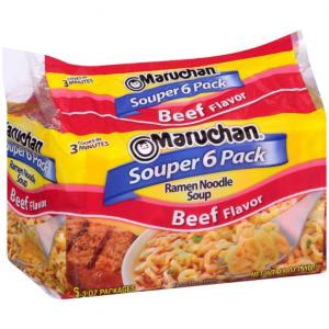Maruchan Ramen Noodle Soup Beef Flavor 6 pack/ 18 oz. package -- 4 per case