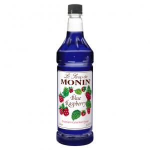 Monin Premium Blue Raspberry Gourmet Syrup, Natural Flavored (1 Liter, 4 Pack)