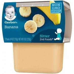 Gerber 2nd Foods Bananas, 4 Ounce Tubs, 2 Count (Pack of 8)