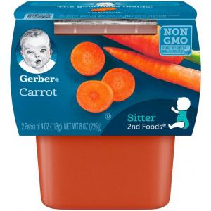 Gerber 2nd Foods Carrots, 4 Ounce Tubs, 2 Count (Pack of 8)