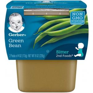 Gerber 2nd Foods Green Beans, 4 Ounce Tubs, 2 Count (Pack of 8)