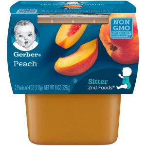 Gerber 2nd Foods Peaches, 4 Ounce Tubs, 2 Count (Pack of 8)