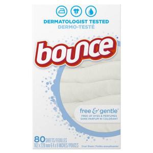 P&G Bounce Free & Gentle Fabric Softener Sheets 80Count (PACK OF 9)
