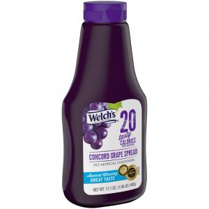 Welchs Reduced Sugar Concord Grape Jelly Squeeze, 12 x 17.1 oz Case
