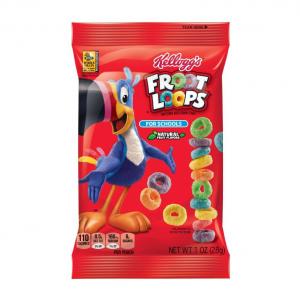 Kellogg's Froot Loops Reduced Sugar Cereal Pouch, 1 Oz (Pk of 96)