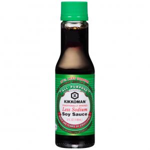 Kikkoman Less Sodium Soy Sauce, 5 Ounce Cruet - 12 per case.
