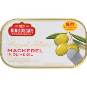 King Oscar Royal Fillet Skinless Boneless Mackerel Olive Oil, 12 x 48.6 oz Case