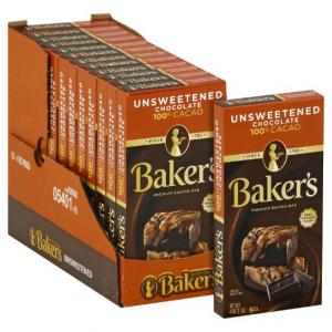 Baker's Unsweetened Baking Chocolate Bar, 4 Oz (Pack of 3) KOSHE