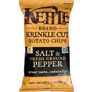 Kettle Brand Potato Chips, Krinkle Cut Salt & Fresh Ground Pepper, 5 Ounce