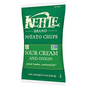 Kettle Brand Potato Chips, Sour Cream and Onion, 5 Ounce (Pack of 15)