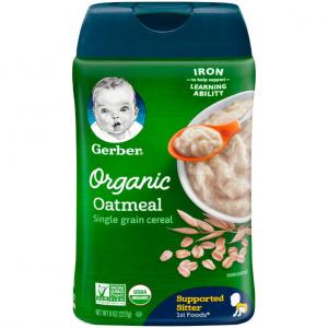 Gerber Organic Single-Grain Oatmeal Baby Cereal, 8 Ounce (Pack of 6)