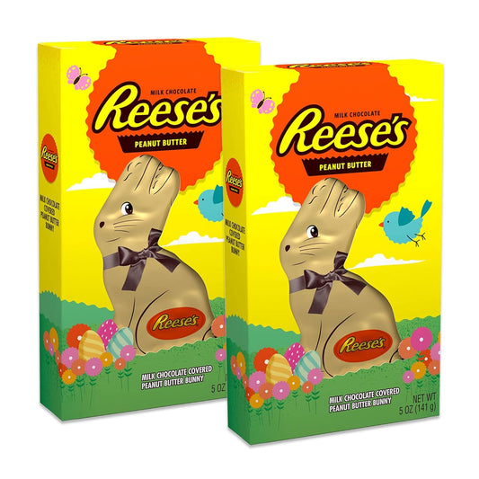 Easter Candy Reese Chocolate Easter Bunny Bulk 2 Pack. Golden Bunny Easter Reeces, Easter Hershey Chocolate Easter Bunny Candy, Easter Bunny Boxes 2 x 5oz.