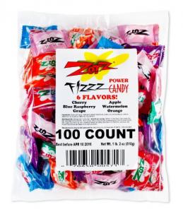 Zotz Fizzy Candy Bag, Assorted Flavors (1.2 Pounds, 100 Per Pack, Pack Of 12)