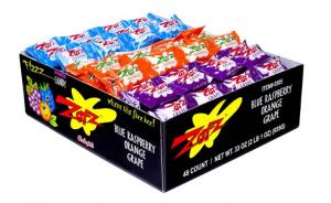 Zotz Fizz Power Candy Strings - Blue Raspberry Orange Grape, .7 Ounce (12-48 Pack)