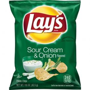 Lay's Sour Cream & Onion Flavored Potato Chips, 1.5 Ounce Bags (Pack of 64)