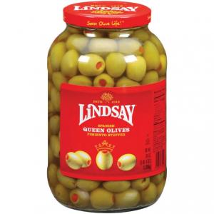 Lindsay Spanish Green Stuffed Pimiento Olive, 80/90 per gallon - 4 gallon per case.