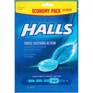 Mondelez Halls Lyptus Regular Cough Drops 80Count (PACK OF 12)