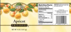 Preserves Carriage House Apricot 6 Case 4 Pound
