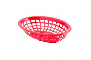 Tablecraft Oval Red Basket High Density Polyethylene 7.75x5.5, 1 Each (36 Pack)