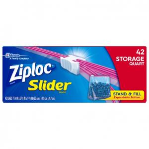 Ziploc Slider Storage Bag, Quart Value Pack, 42 Count (Pack of 3)