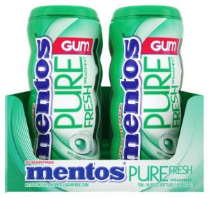 Mentos Pure Fresh Sugar-Free Chewing Gum with Xylitol, Spearmint, 15 Piece Bottle (Pack of 10)