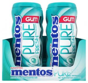 Mentos Gum Pocket Bottle, Wintergreen, Non Melting, 1.06 oz