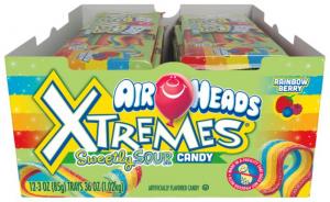 AirHeads Xtremes Sweetly Sour Candy Belts, Rainbow Berry, Party, Non Melting, 3 Ounce (Bulk Pack of 12)