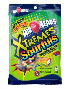 AirHeads Xtremes Sourfuls Peg Bag, Rainbow Berry, Non Melting, 6 ounces (Bulk Pack of 12)