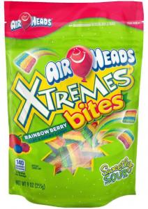 AirHeads Xtremes Bites Sweetly Sour Candy Stand Up Bag, Rainbow Berry, Party, 9 Ounce (Bulk Pack of 12)