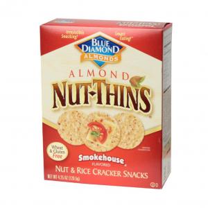 Blue Diamond Almond Nut Thins Smokehouse Cracker Snacks 4.25oz (PACK OF 12)