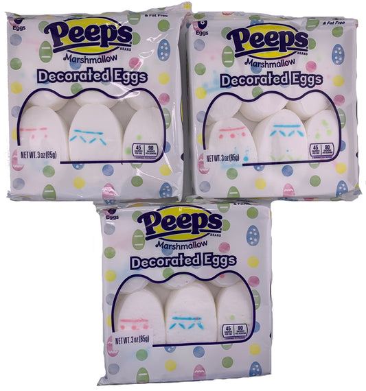 Peeps Decorated Eggs Marshmallow Easter Candy 3 Pack (18 Easter Marshmallow Eggs Total). Easter Peeps Candy Basket Stuffers by Inspired Candy.